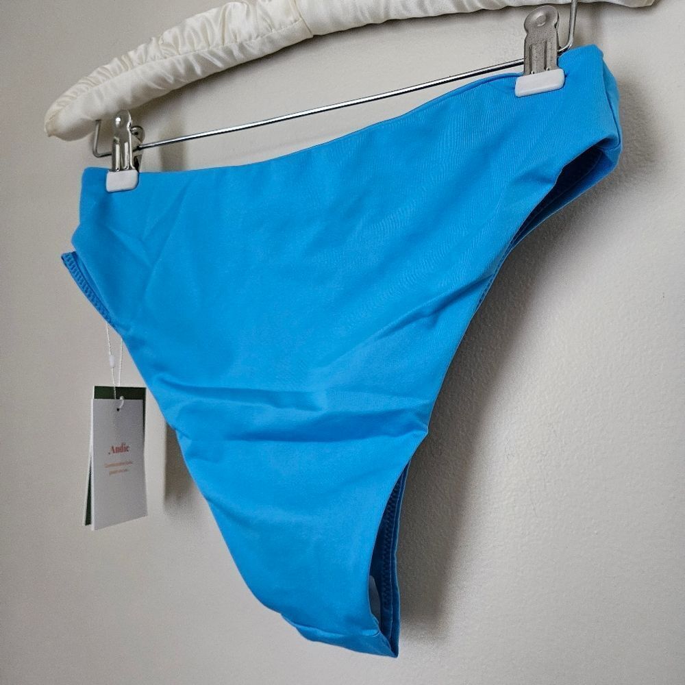 Andie Swim Bottoms Bikini The 90s High Waisted Azul Blue Beach Vacation Solid - Picture 5 of 12